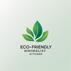 Poster - Green leaves logo design for eco friendly minimalist kitchen brand identity and company vector illustration