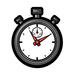 Poster - Black Stopwatch Red Hands White Face Time Icon isolated on a transparent background
