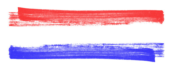 Poster - Red and Blue Array of Brush and Marker Strokes Representing Bold Creative Expression in a Hand Drawn Style Isolated on a Transparent or White Background