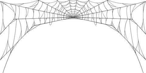 Wall Mural - Halloween Cobweb frame border, spider web Vector Isolated on Transparent Background. Vector eps