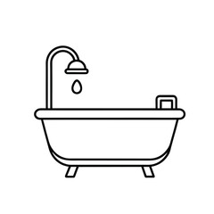 Poster - Simple outline bathtub icon with clean lines on a white background