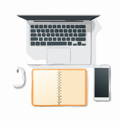 Poster - Overhead View of Laptop Notebook Smartphone and Mouse
