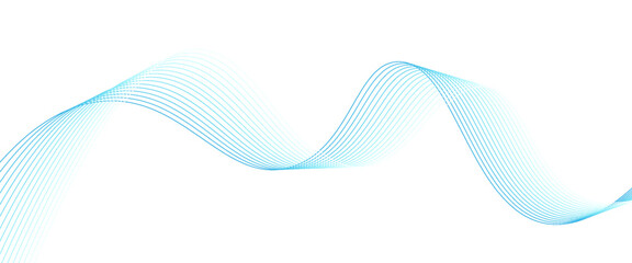 Poster - Abstract blue smooth wave on a white background. Dynamic sound wave. Design element. Vector illustration.eps10