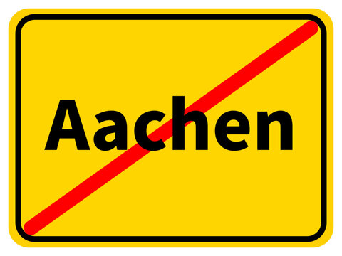 Illustration of a city exit sign for the city of Aachen