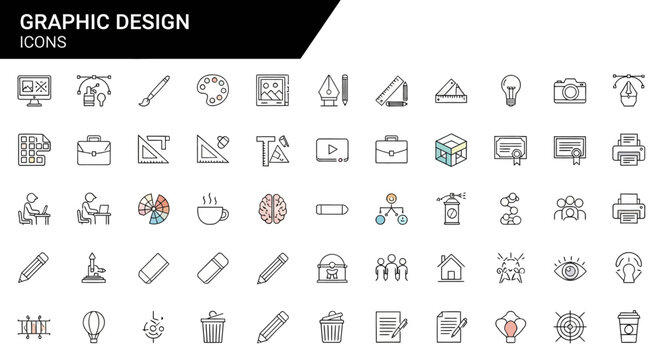Minimalist Line Art Icons for Graphic Design set