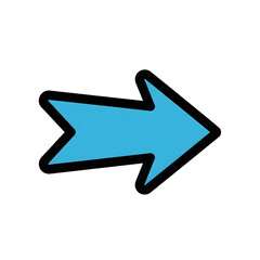 Poster - Bold Black Outline Light Blue Right Arrow Icon isolated on a transparent background 