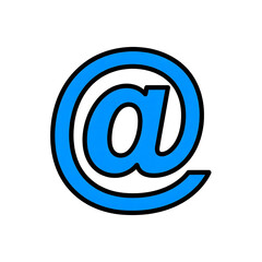 Poster - Bright Blue At Symbol Email Icon Graphic isolated on a transparent background image 