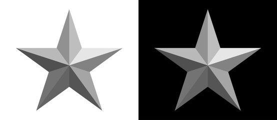 Poster - Art design star as logo or icon. The same figure on a white background and on the black side.
