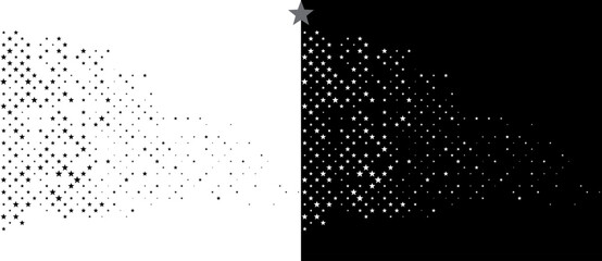 Poster - Abstract background with stars design. Black shapes on a white background and the same white shapes on the black side.