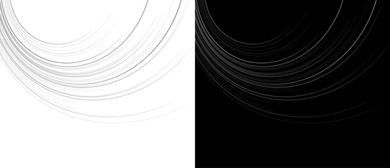 Poster - Abstract background with dynamic lines to horizon. Black lines on a white background and the same white lines on the black side.