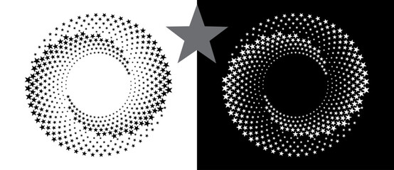Poster - Abstract background with stars in spiral. Art design spiral as logo or icon. A black figure on a white background and an equally white figure on the black side.
