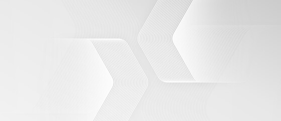 Fototapete - White abstract glowing geometric hexagon lines with technology digital hi-tech concept background