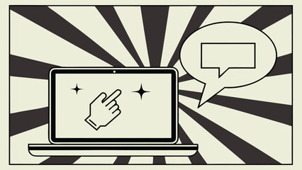 Poster - Digital communication and interaction with a laptop and speech bubble