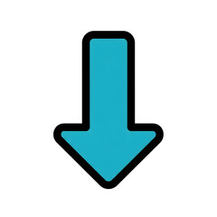 Poster - Cyan Blue Down Arrow Icon Black Outline isolated on a transparent background turquoise