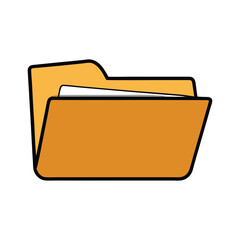 Poster - Vector art of an orange file folder holds documents, isolated on white background