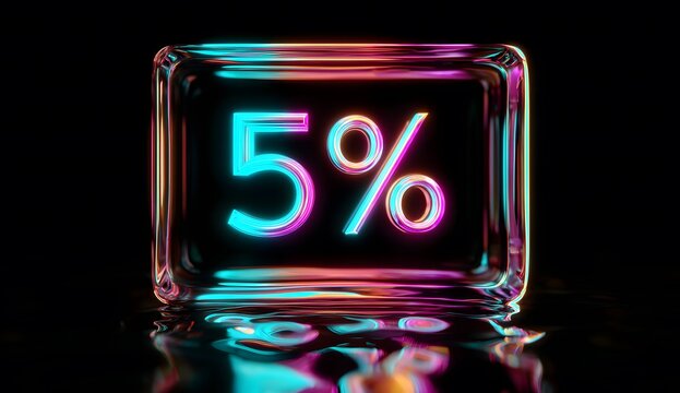 Percent Sign With Red Light, Discount - 3D Illustration, 3D render