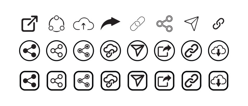 Minimal Share Icon Set, Share Button Symbol , Flat Design, Vector illustration eps 10.
