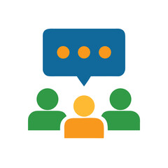 Aufkleber - Group people with speech bubble containing orange dots on discussion conversation