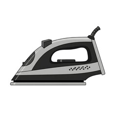 Poster - Gray and Black Electric Iron Appliance Icon isolated on a transparent background