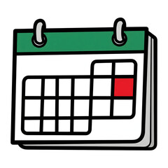 Poster - Green and White Calendar Icon Single Red Day Marked isolated on a transparent background