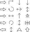 © Eman - Arrow sign vector icon set features various arrow styles including curved, straight, dotted, circular, directional, up/down, left/right, and navigation pointers.