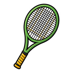 Poster - Green Tennis Racket Yellow Grip Strings Sport Icon isolated on a transparent background