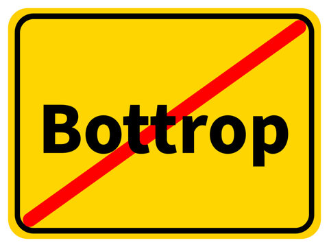 Illustration of a city exit sign for the city of Bottrop