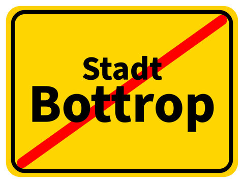 Illustration of a city exit sign for the city of Bottrop