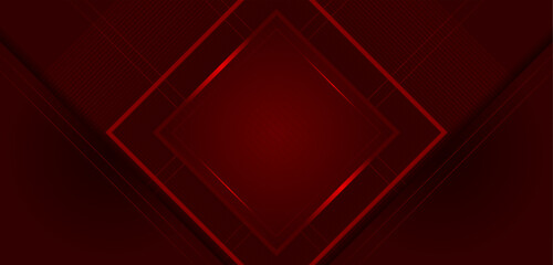 Fototapete - Modern square shape with seamless pattern suitable for banner, poster, seminar, business, campaign | Abstract gradient geometric background design | Futuristic dark red glowing vector background
