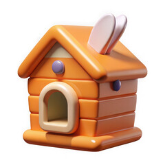 Aufkleber - Cute 3d orange dog house with bunny ears isolated on transparent background