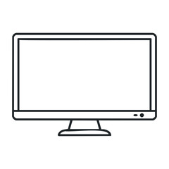 Poster - Minimalist line drawing of a modern desktop computer monitor on stand. Outline vector illustration