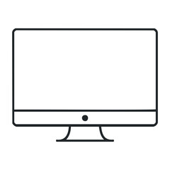 Poster - Minimalist flat screen monitor design with blank display and thin bezel. Outline vector illustration