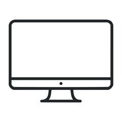 Poster - Minimalist black and white desktop monitor icon with simple design. Outline vector illustration