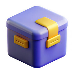 Aufkleber - Stylized 3d render of a purple box with yellow accents isolated on transparent background
