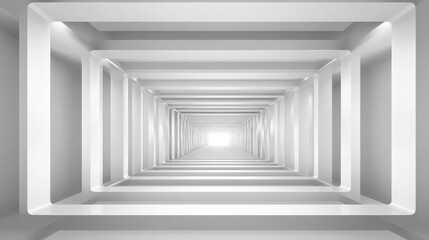 Poster - white and grey abstract rectangles perspective background. wallpaper, banner. generative AI
