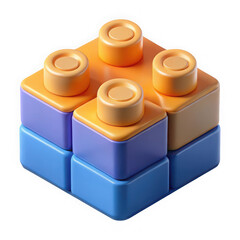 Poster - Colorful building blocks stacked in a cube shape isolated on transparent background