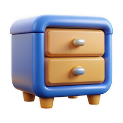Aufkleber - Cute blue and orange cartoon nightstand with two drawers isolated on transparent background