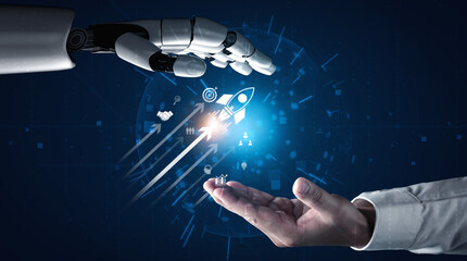 Poster - AI empowers startups by forecasting trends, optimizing performance, analyzing user data, and accelerating growth with intelligent business strategies. Vouch