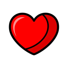 Poster - Red Heart Icon Shiny Glossy Valentine Love Symbol isolated on a transparent background