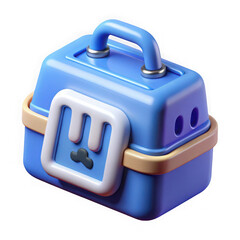 Aufkleber - Cute blue pet carrier with paw print icon isolated on transparent background