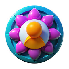 Poster - Stylized 3d rendering of a user profile icon resembling a blooming flower with vibrant petals isolated on transparent background