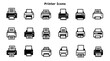 © Esabella  Designs - Fifteen black and white flat design printer icons arranged in a grid technology office