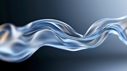 Poster - Elegant flowing silver smoke waves create dynamic curves and swirls against dark background, abstract fluid motion design element for luxury branding and modern compositions.