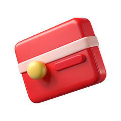 Poster - Stylized 3d rendering of a red rectangular object with a cream band and yellow sphere isolated on transparent background
