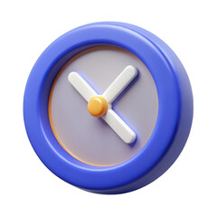 Poster - Stylized 3d rendered clock with blue bezel and orange center accent isolated on transparent background