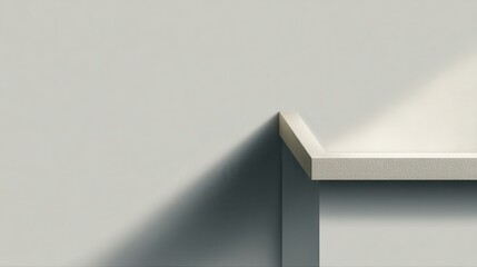 Fototapete - Empty shelf protruding from a corner bathed in soft light, creating a subtle shadow, perfect for product placement or minimalist interior design
