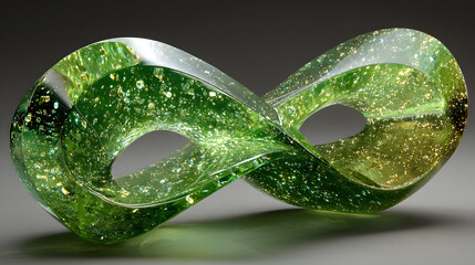 Poster - Sparkling Green Glass Wave Sculpture Art