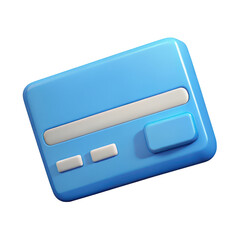 Poster - Stylized blue credit card with embossed details and subtle shadows isolated on transparent background