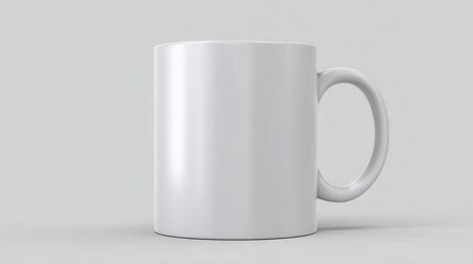 Poster - White ceramic mug resting on smooth gray surface, highlighting clean design and versatile potential for custom branding or personal use