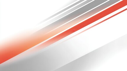 Fototapete - Diagonal red and grey lines dynamically intersecting, generating geometric abstract pattern representing movement against pristine white background